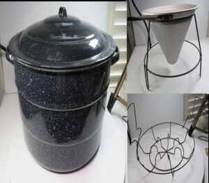 Vintage Graniteware Canning Set 5 pieces 21.5-Quart Water Bath Canner Metal Pot